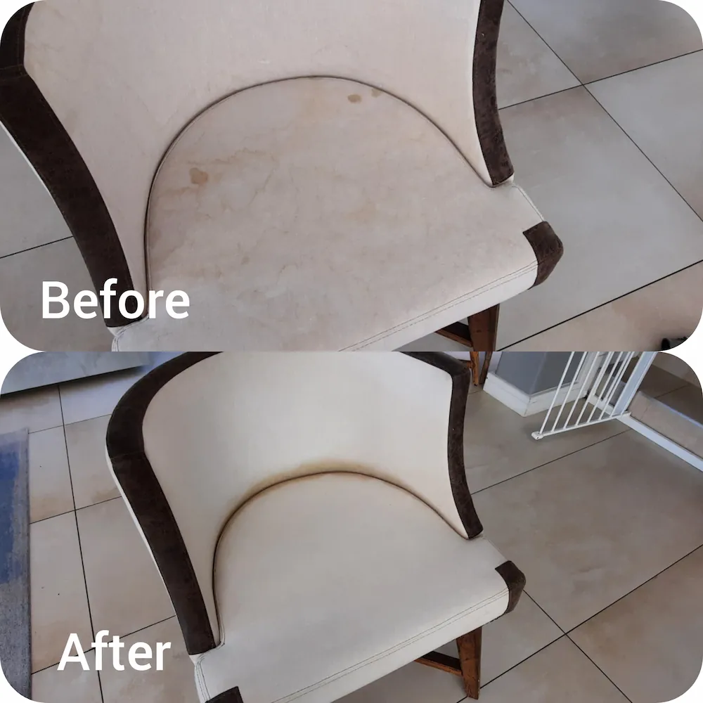 Upholstery chair cleaning before and after in Johannesburg